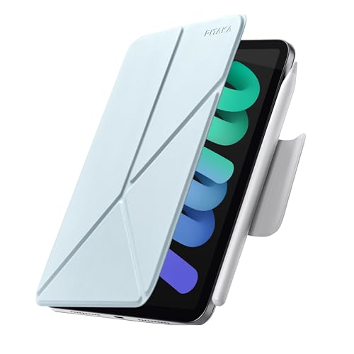 pitaka Hülle für iPad Mini 7/6 Magnetische Hülle für iPad Mini A17 Pro 2024 & iPad Mini 6 2021 Ultraleichte Schutzhülle mit Stifthalter Mehrwinkliger Stand us PU Leder Hellblau [MagEZ Folio 2] von pitaka