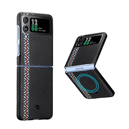 pitaka Magnetische Hülle für Samsung Galaxy Z Flip 4 Ultradünne Handyhülle aus Aramidfaser Langlebige und Kratzfeste Schutzhülle mit Angenehmer Haptik [MagEZ Case 3] Rhapsodie von pitaka