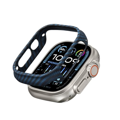 pitaka Schutzhülle für Apple Watch Ultra 2/Ultra (49mm) Ultradünne und Leichte Hülle mit Umfassender Schutz aus 600D Aramidfaser Kratzfeste Hülle Minimalismus [Air Case] Schwarz/Blau von pitaka
