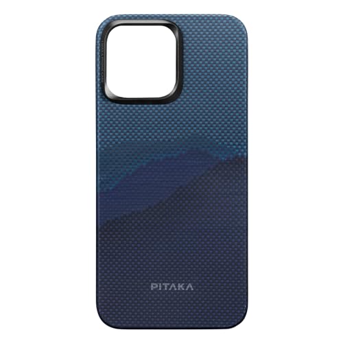 pitaka Ultradünne Hülle für iPhone 15 Pro Kompatibel mit Magsafe aus Aramidfaser Magnetische Schutzhülle mit 3D Textur Haptik Kratzfeste Handyhülle [MagEZ Case 4] Über dem Horizont von pitaka