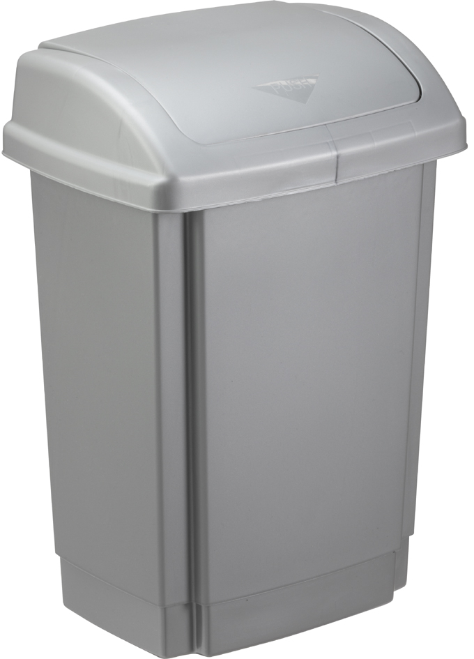 plast team Schwingdeckel-Abfalleimer, 10 Liter, silber von plast team
