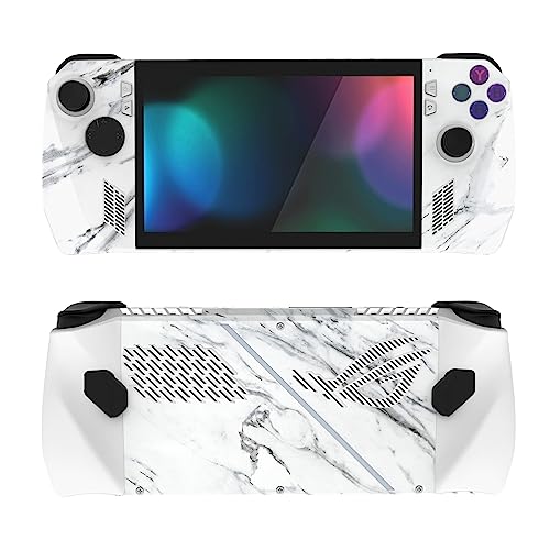 playvital 2 Set Skin Sticker für ROG Ally, individuelle Aufkleber aus Vinyl für ROG Ally Handheld Konsole-Moderner weißer Marmor von playvital