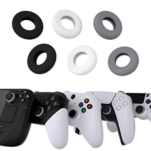 PlayVital 3 Paare Premium Stoßdämpfer Ring für Thumbstick,Zubehör Zielhilfe für ps5/für ps4/für Xbox Series X/S/für Xbox One/Xbox 360/für Switch Pro Controller/für Steam Deck(Grau Schwarz Weiß) von playvital