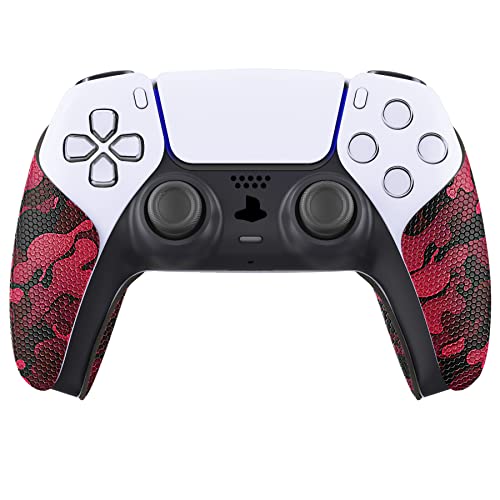 PlayVital Controller Grip Sticker Kompatibel mit ps5,rutschfeste schweißabsorbierende strukturierte Gummipads Griffpolster Sticker Skin für ps5 Controller(Schwarz Rot Camouflage) von playvital