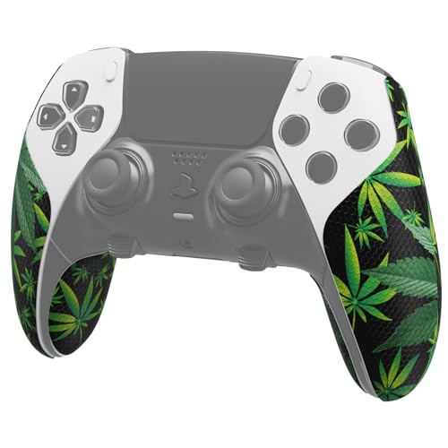 PlayVital Grip Sticker für ps5 Edge Wireless Controller Anti-Rutsche Schweißabsorbierende Professionale strukturierte Gummipads Griffpolster Aufkleber Skin für ps5 Edge Controller(Grünes Unkraut) von playvital