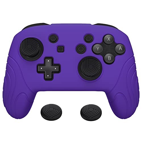 PlayVital Hülle für Nintendo Switch Pro Controller,Case Anti-Rutsche Hülle Schutzhülle Griffe Silikonhülle mit Stick Aufsätze für Nintendo Switch Pro Controller(Samurai Edition,Lila) von playvital