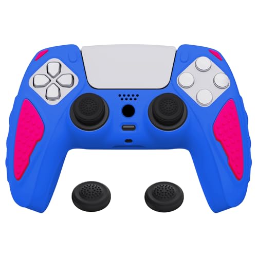 PlayVital Silikon Hülle für ps5 Controller,Case Anti-Rutsche Schutzhülle Hülle Griffe Skin Weiches Gummi Grips für Playstation 5 Wireless Controller(Primärblau & Hellrosa) von playvital