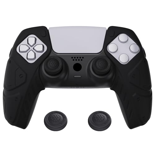 PlayVital Silikon Hülle für ps5 Controller,Case Zubehör Anti-Rutsche Schutzhülle Hülle mit Kappen für PS5 Wireless Controller(Mecha Edition,Schwarz)-Kompatibel mit Ladestation von playvital