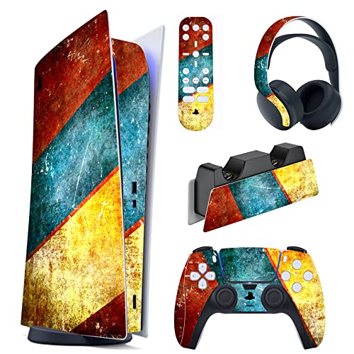 PlayVital Skin Decal Stickers Kompatibel mit ps5 Konsole Digital Edition, Aufkleber Schutzfolie Vinyl-Skin Stickers für ps5 Konsole,Controller,Ladestation,Headset,Medienfernbedienung-Aging von playvital