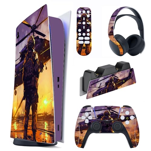 PlayVital Skin Kompatibel mit ps5 Konsole Digital Edition,Aufkleber Vinyl-Skin Schutzfolie Stickers für PS5 Konsole,Controller,Ladestation,Headset,Medienfernbedienung-Dämmerung von playvital