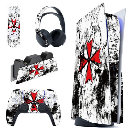 PlayVital Skin für ps5 Konsole Regular Edition,Aufkleber Vinyl-Skin Stickers Schutzfolie Folie für PS5 Konsole,Controller,Ladestation, Headset,Medienfernbedienung-Biological Hazard von playvital