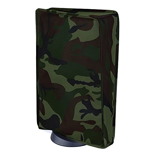 PlayVital Staubhülle für ps5,Staubschutze Hülle Spritzwasserdichte Tasche,Schutzhülle Abdeckung Case für PS5 Konsole Digital Edition&Regular Edition(Grün Camouflage) von playvital