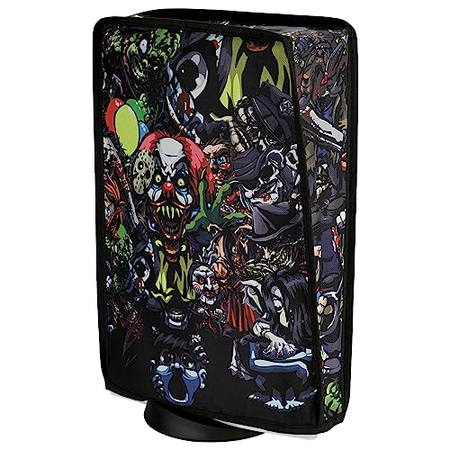 PlayVital Staubhülle für ps5,Staubschutze Hülle Spritzwasserdichte Tasche,Schutzhülle Abdeckung Case für Playstation 5 Konsole Digital Edition&Regular Edition(Scary Party) von playvital