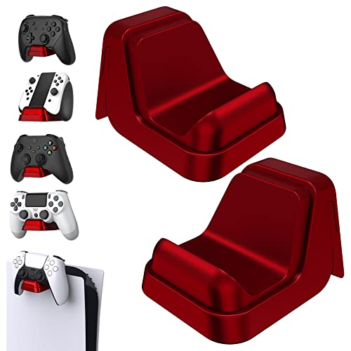 playvital 2 Stück Wandhalterung Controller/Kopfhörer Halter für ps5, Stand für Xbox Series Controller, Wandhalter für Switch Pro Controller Konsole Ständerhalter Zubehör für ps5(Rot) von playvital