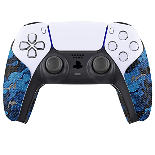 PlayVital Controller Grip Sticker Kompatibel mit ps5,rutschfeste schweißabsorbierende strukturierte Gummipads Griffpolster Sticker Skin für ps5 Controller(Schwarz Blau Camouflage) von playvital