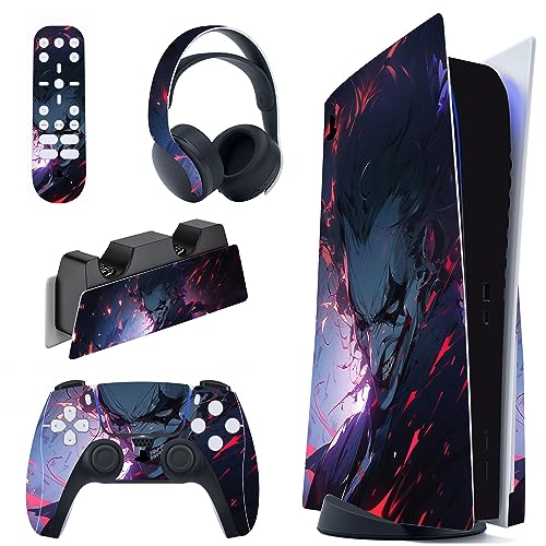 playvital Skin für ps5 Konsole Regular Edition,Aufkleber Vinyl-Skin Stickers Schutzfolie Folie für PS5 Konsole,Controller,Ladestation, Headset,Medienfernbedienung-Böser Clown von playvital