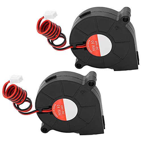 3D-Druckerlüfter, leiser Kühllüfter, leistungsstarkes, lebiges Ersatzteil für Ender 3-Drucker, 50 x 50 x 15 mm, DC 24 V, 2 Stück von plplaaoo
