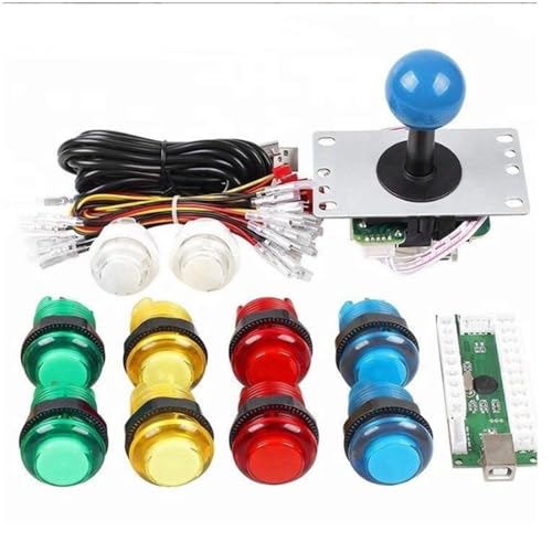 DIY Joystick Kit Circuit Board Joystick 5p USB PC Joystick Illuminierte Tasten Game Controller für Gaming -Enthusiasten Plastikmetall von plplaaoo