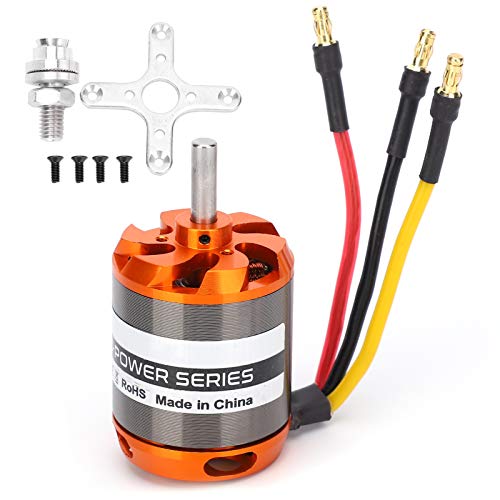 RC -Flugzeugmotor bürstenloser Hochleistungsschub Stabiler Betrieb Stabiler Betrieb Langlebiger Metallkonstruktion Einfache Installation für RC Fixed Flügelflugzeug Orange Silber (900kV) von plplaaoo