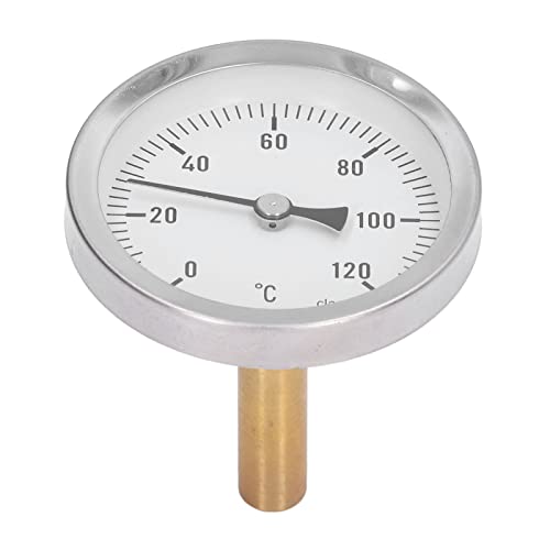Thermometer Axial Zeigerthermometer,2,5-Zoll-Edelstahlthermometer, Bimetall-Grillofenthermometer, 0‑120 °C, IP55 wasserdicht, 2% Genauigkeit, einstellbares Zeigerthermometer zum Grillen von plplaaoo