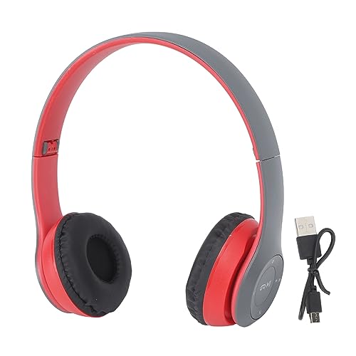 plplaaoo P47 BT Bluetooth Kopfhörer -Geräuschreduktion Falten Sie das drahtlose Headset für Sportliebhaber Frauen Männer Premium -Kunststoffschale Lange Akkulaufzeit einfach mit idealem (Rot) von plplaaoo