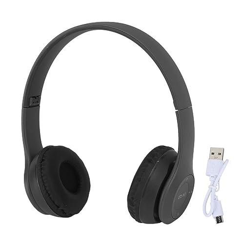plplaaoo P47 BT Bluetooth Kopfhörer -Geräuschreduktion Falten Sie das drahtlose Headset für Sportliebhaber Frauen Männer Premium -Kunststoffschale Lange Akkulaufzeit einfach mit idealem (Schwarz) von plplaaoo