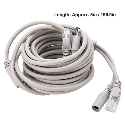 plplaaoo RJ45 DC Ethernet CCTV-Kabel, Cat 5-Stromverlängerung, Zwei-in-Eins-Kabel mit RJ45-Anschluss, kompatibel mit 2,1 mm 5,5 mm Buchse, geeignet für 10 Mbit/s 100 Mbit/s Netzwerk für (5m) von plplaaoo