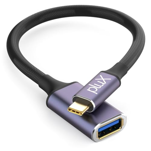 USB C auf USB Adapter - USB C Adapter OTG Kabel Typ C Stecker auf USB 3.2 Buchse 10Gbps Übertragung - Kompatibel mit MacBook/iPad Air/Pro, Galaxy S24, Dell XPS und mehr - Für Typ-C-Geräte (0,15 m) von pluX