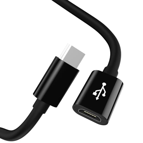 pluX USB C auf Micro-USB-Kabel, kurz, 15 cm, Typ C auf Micro-USB-Buchse, Verlängerungskabel, kompatibel mit Galaxy S7/S7, HTC One/10 und mehr von pluX