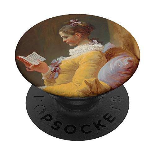 Young Girl Reading Jean-Honoré Fragonard PopSockets PopGrip: Ausziehbarer Sockel und Griff für Handys/Tablets mit Tauschbarem Top von podartist