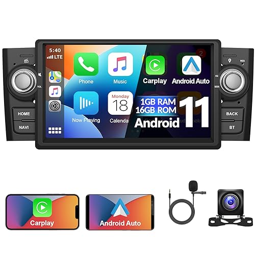 1+16G Autoradio für FIAT Punto 2005-2009/Fiat Linea 2007-2011 mit Kabelloses Apple Carplay Android Auto，Podofo 7 Zoll Bluetooth Bildschirm Multimedia Radio mit HiFi/SWC/GPS/WiFi/RDS/FM+Rückfahrkamera von podofo