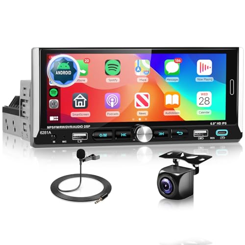 1-DIN-Autoradio fürs Auto mit kabellosem CarPlay Android Auto, Podofo Android Radio 6,9-Zoll-Touchscreen-Autoplayer unterstützt Bluetooth/EQ/Mirror Link, USB-A- und USB-C-Eingang 1-DIN-Autoradio fürs Auto mit kabellosem CarPlay Android Auto, Podofo Android Radio 6,9-Zoll-Touchscreen-Autoplayer unterstützt Bluetooth/EQ/Mirror Link, USB-A- und USB-C-Eingang von podofo