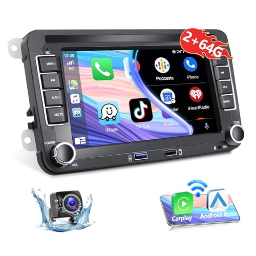 [2+32G] Podofo 2 Din Autoradio für VW Golf Polo Seat Skoda mit Wireless Apple Carplay, 7 Zoll Android 11 Auto Radio mit Bildschirm Bluetooth/HiFi/Android Auto/WLAN/GPS/RDS Radio + Rückfahrkamera von podofo