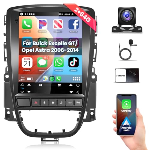 【2+32G】 Podofo 9.7’’ Autoradio 2 Din Für Buick Excelle/Opel Astra 2006-2014 Apple Carplay Wireless Android Auto Bluetooth mit Bildschirm mit AHD Rückfahrkamera HI FI Bluetooth/RDS/FM Radio von podofo