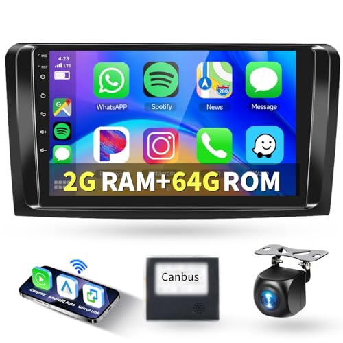 2+32G für Mercedes W164 Mercedes ML GL 2005-2011 Podofo Android 11 Autoradio Carplay Senza fili Android Auto mit 9’’ Bildschirm HiFi FM/RDS mit AHD Rückfahrkamera + MIC + Dual USB Kabel von podofo