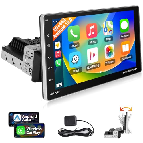 2+64G 1 Din Autoradio mit Apple Carplay/Android Auto,Podofo Android 13 9 Zoll Bildschirm mit Bluetooth/GPS/Bluetooth/SWC/FM/RDS/WiFi/USB Touch Display Unterstützung Rückfahrkamera von podofo