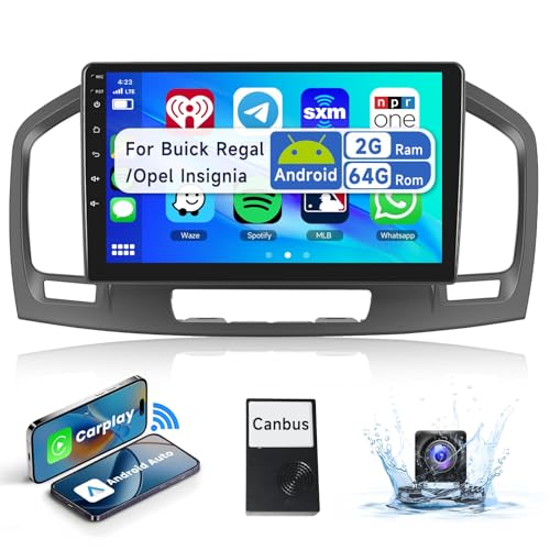 【2+64G】 Podofo 9'' Autoradio 2 Din für Buick Regal 2009-2013/Opel Insignia 2008-2013 Wireless Carplay Android Auto,Android 13 Radio Bluetooth HiFi RDS/FM +AHD Rückfahrkamera/DVR/Canbus von podofo