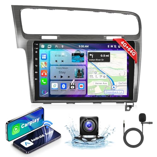 【4+64G】 Podofo Apple Carplay 10‘’Android Autoradio 2 Din Wireless Android Auto 8-core Für VW Golf 7 MK7 2013-2018 mit Bluetooth/Navi + AHD Rückfahrkamera HiFi/RDS/FM Radio CANBUS von podofo