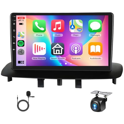 4G 64G Podofo 9" Autoradio Bluetooth Für Renault Megane 3 Export 2009-2014 Carplay Android Auto Wireless,WiFi GPS Navi HiFi/RDS/FM DSP,1280 * 720,Android 13 Radio 2 din mit AHD Rückfahrkamera von podofo