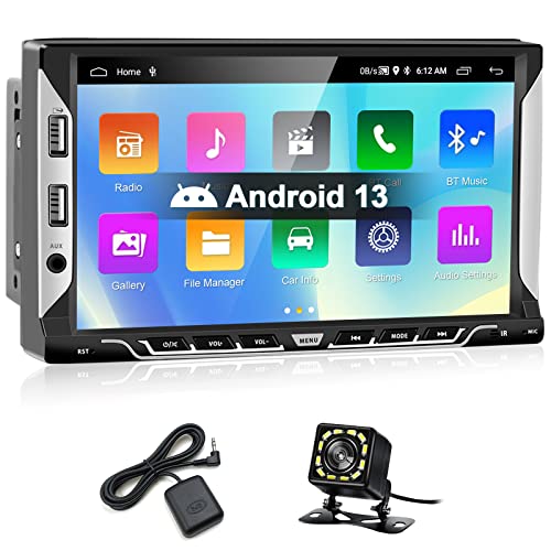Autoradio 2 Din Android 13 mit GPS Navi und Bluetooth 7 Zoll Touchscreen Doppel Din Stereo Radio Display mit WiFi FM/RDS Radio Spiegel-Link AUX-in + Rückfahrkamera von podofo