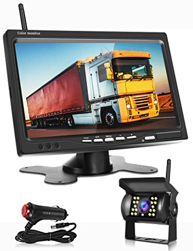 Drahtlose Rückfahrkamera Monitor Kit für Auto, Podofo 7'' Monitor mit Rückfahrkamera 18 IR Nachtsicht, IP67 Wasserdichtes Kamera Parksensor Kit für RV, LKW, Van-Großfahrzeuge von podofo