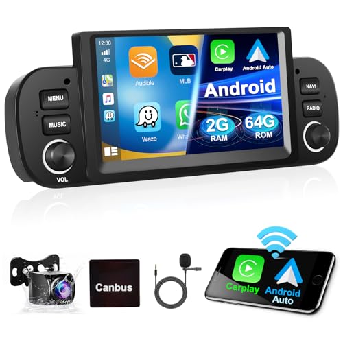 Podofo 2+64G Autoradio für FIAT Panda 2013-2020 mit Kabelloses A-pple Carplay Android Auto Bluetooth Bildschirm,Android 13 Multimedia Player mit GPS/WiFi/RDS/FM/SWC/USB+AHD/CVBSRückfahrkamera+Mikrofon von podofo
