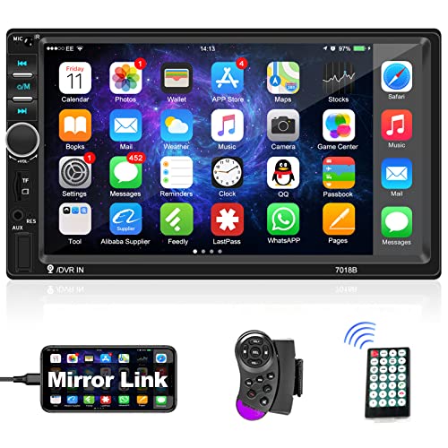 Podofo 2-DIN-Autoradio mit Bluetooth, 7 Zoll Touchscreen Autoradio mit Lenkradsteuerung, Doppel DIN In-Dash Autoradio mit Spiegelverbindung, FM Radio, USB/TF/AUX-Eingang von podofo
