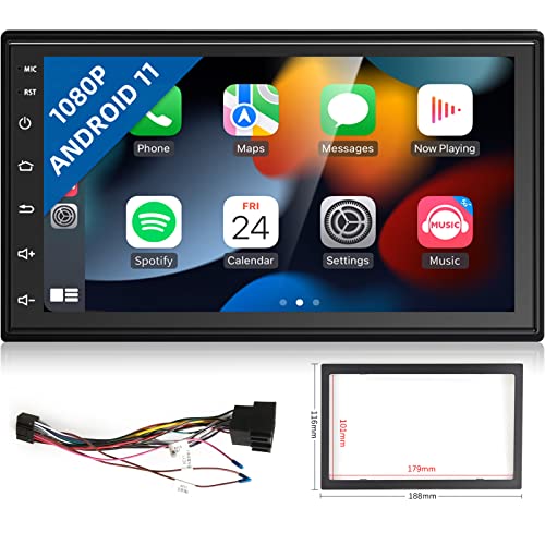 Podofo 2 Din Android Autoradio 2G+32G Carplay Android Auto HiFi 7"-Touchscreen GPS WiFi Bluetooth FM RDS Radio Dual USB Doppel-DIN-Autoradio-Videoplayer+ISO-Adapterkabel+Rahmen von podofo
