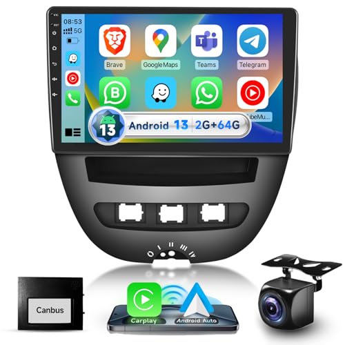 Podofo 2G+64G Autoradio für Peugeot 107/Citroen C1/Toyota Aygo, 10,1 Zoll Touchscreen Android 13.0 Radio mit Kabellosem Carplay Android Auto DSP BT GPS Spiegel FM RDS USB Rückfahrkamera Podofo 2G+64G Autoradio für Peugeot 107/Citroen C1/Toyota Aygo, 10,1 Zoll Touchscreen Android 13.0 Radio mit Kabellosem Carplay Android Auto DSP BT GPS Spiegel FM RDS USB Rückfahrkamera von podofo
