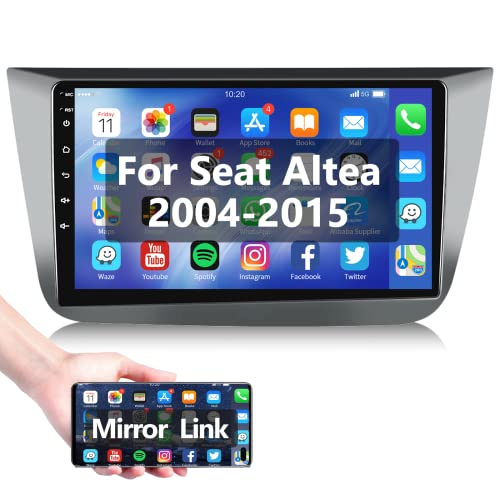 Podofo Android Autoradio GPS für Seat Altea 2004-2015(Linkslenker), 9" Touchscreen Navi WiFi Bluetooth Freisprecheinrichtung FM RDS Radio USB Spiegel Link Auto Stereo Player für Seat Altea von podofo