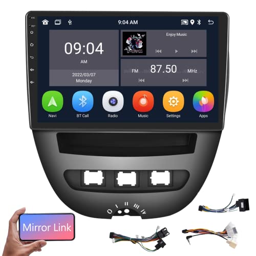 Podofo Android Autoradio für Toyota Aygo/Peugeot 107/Citroen C1, Bluetooth 10" Touchscreen HD Bildschirm WiFi FM RDS Radio Spiegel-Link USB Auto Navigation Video Stereo Player + Canbus von podofo
