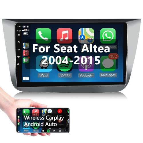 Podofo Android Carplay Autoradio für Seat Altea 2004-2015(Linkslenker), Android Auto HiFi GPS 9" Touchscreen WiFi Bluetooth Freisprecheinrichtung FM RDS Radio USB Auto Navi für Seat Altea von podofo