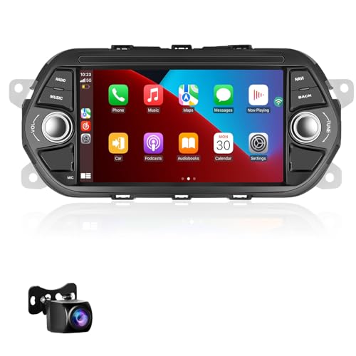 Podofo Autoradio für FIAT Egea Tipo 2015 2016 2017 mit Kabellos Apple CarPlay Android Auto 7 Zoll Auto Stereo Radio Bildschirm Display mit Bluetooth WLAN, GPS, RDS + AHD Rückfahrkamera von podofo