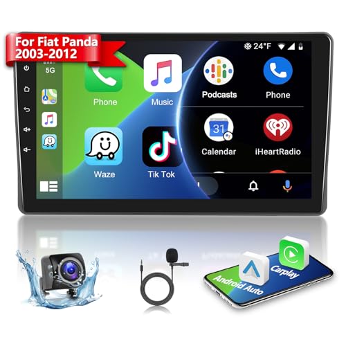 Podofo Autoradio für FIAT Panda 2003-2012 mit Kabelloses CarPlay 6,2" Auto Stereo Radio Bildschirm | GPS Navigation | WiFi | RDS/FM Radio | SWC | Rückfahrkamera von podofo
